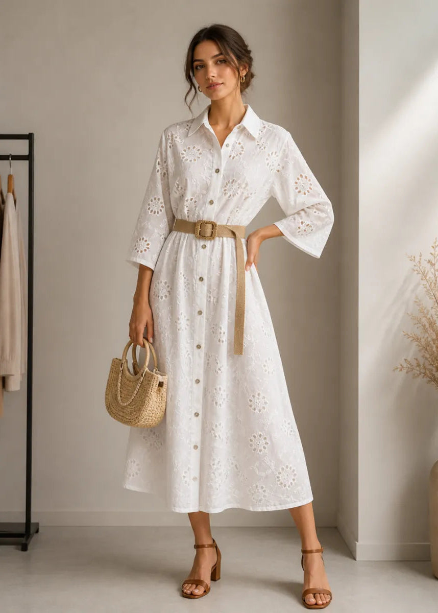 Robe Broderie Anglaise Femme - Vue principale blanc